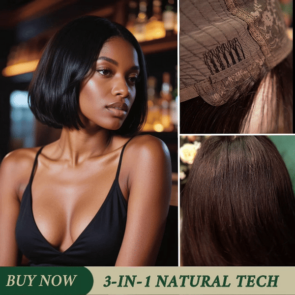 Bob Wigs Human Hair  2x6 Closure Transparent Lace Bob Bone Straight Glueless Wigs Human Hair Short Wigs Straight Wigs for Black Women Wear and Go Natural Black 200% Density 10Inch