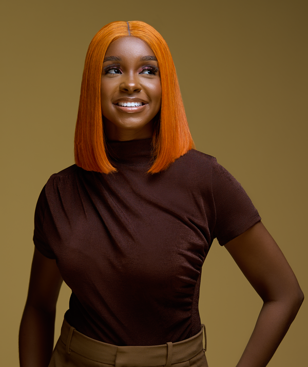Master Design 2x6 bone straight 300g lace wig in orange color, made from high-quality Vietnamese hair. Soft and silky, part of our natural wigs collection, offering a bold, sleek look with long-lasting durability.