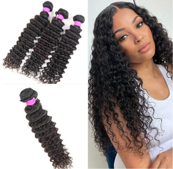 1pc or 3pcs Deep Wave 100% Virgin Human Hair Curly Bundles